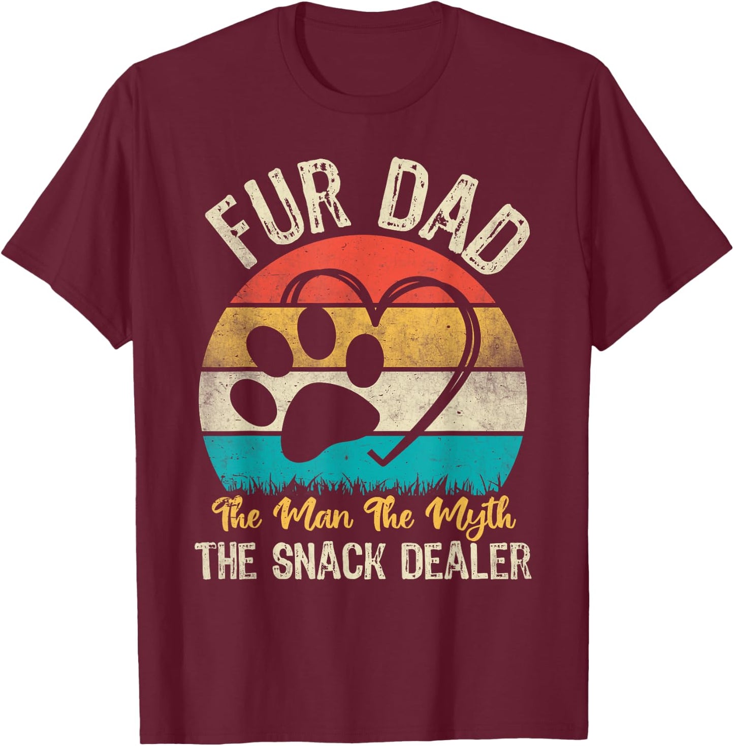 Retro Fur Dad The Man The Myth The Snack Dealer Dog Dad T-Shirt - T-Shirt | Maroon