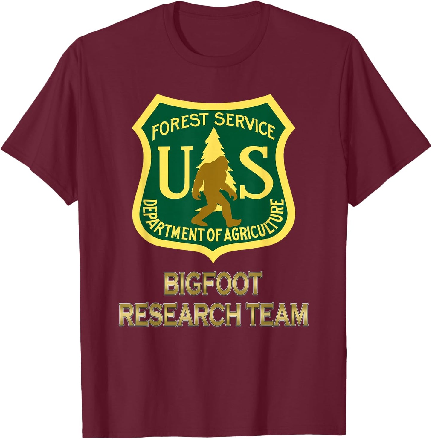 Bigfoot Research Team Funny T-Shirt - T-Shirt | Maroon