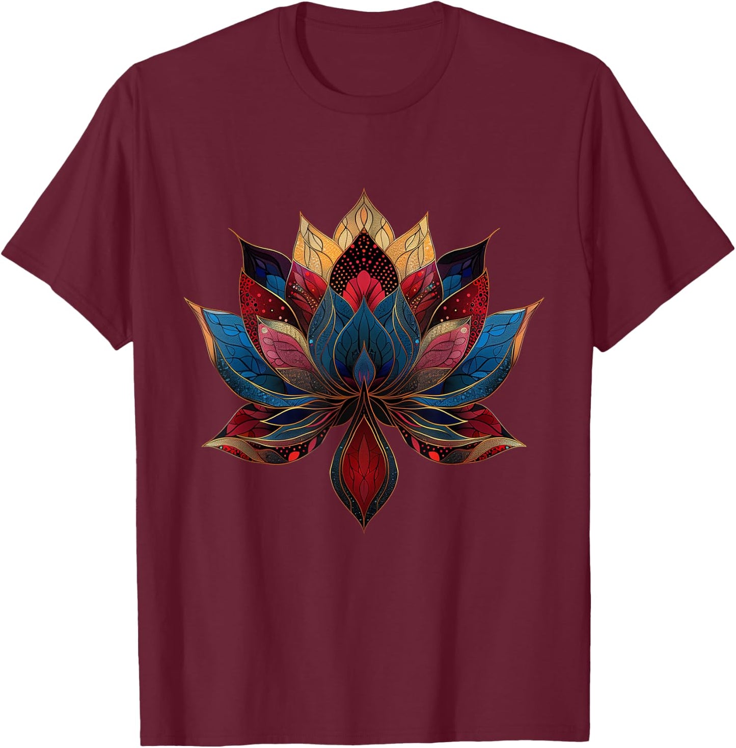 Lotus Flower Vintage Japanese Zen Buddhism Yoga T-Shirt - T-Shirt | Maroon