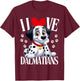 Funny Dalmatian.I Love Dalmatians.Cartoon Dog.Men Women Kids T-Shirt - T-Shirt | Maroon
