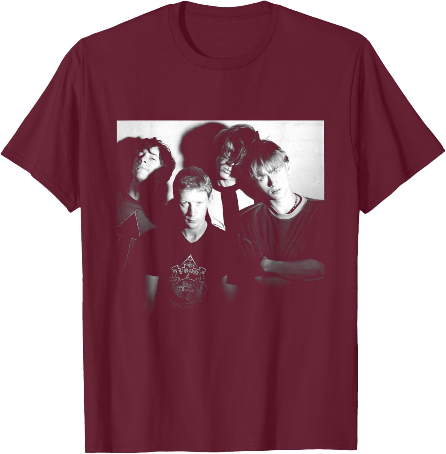 Blur Band Portrait By Simon Fowler T-Shirt - T-Shirt | Maroon