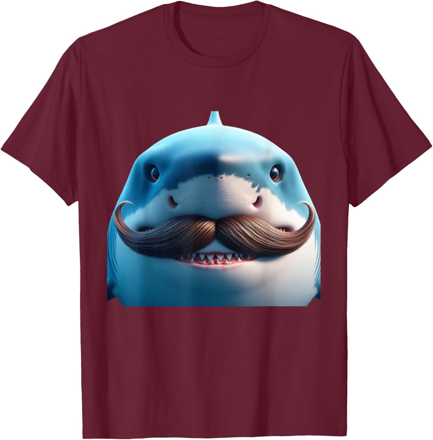 Stupid Mustache Shark for Animals and Marine Fish Lovers T-Shirt - T-Shirt | Maroon