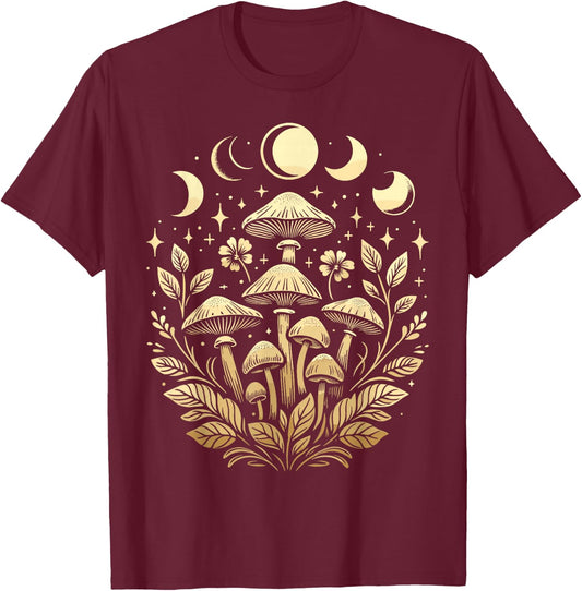 Cottagecore Aesthetic Dark Aesthetic Mushroom T-Shirt - T-Shirt | Maroon