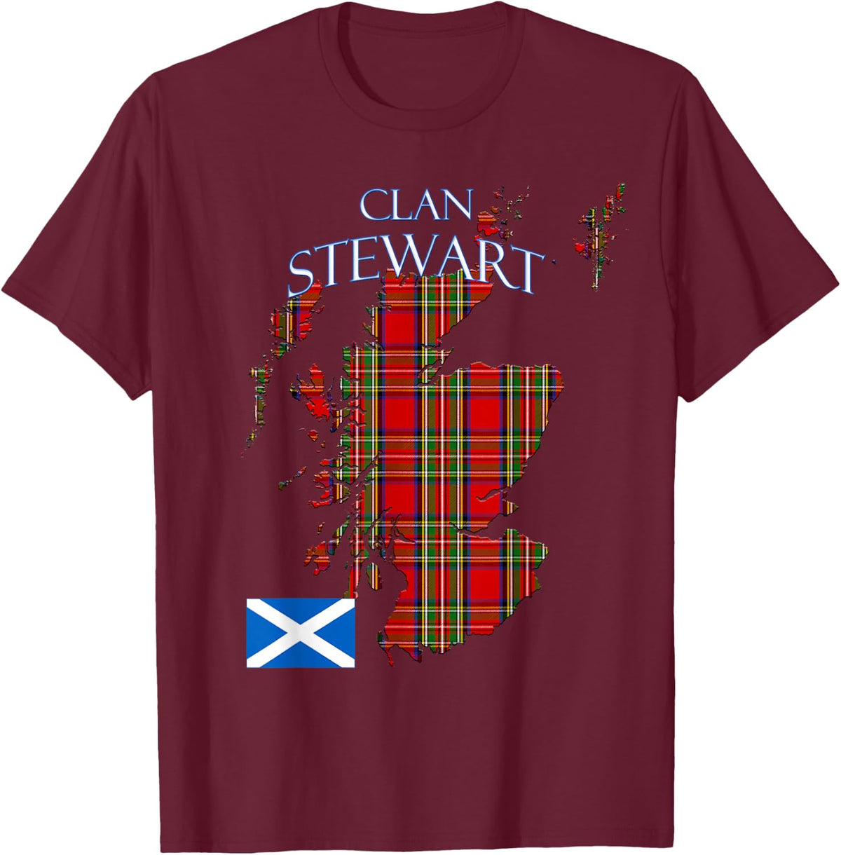 Stewart Scottish Clan Tartan Scotland T-Shirt - T-Shirt | Maroon