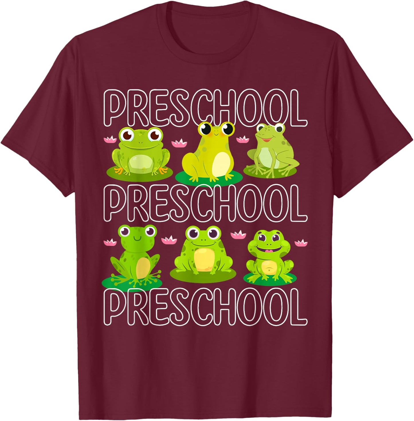 Preschool Teacher Frog Animal Lover Teaching Pre School T-Shirt - T-Shirt | Maroon