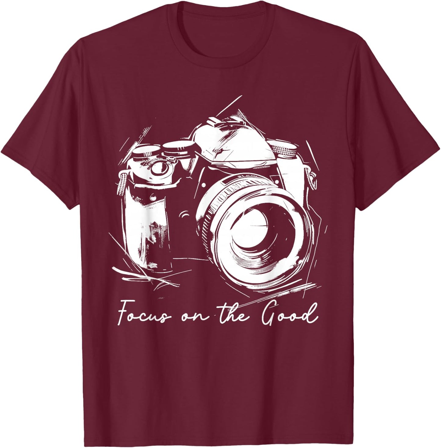 Photographer Focus On The Good Camera Vintage Photography T-Shirt - T-Shirt | Maroon