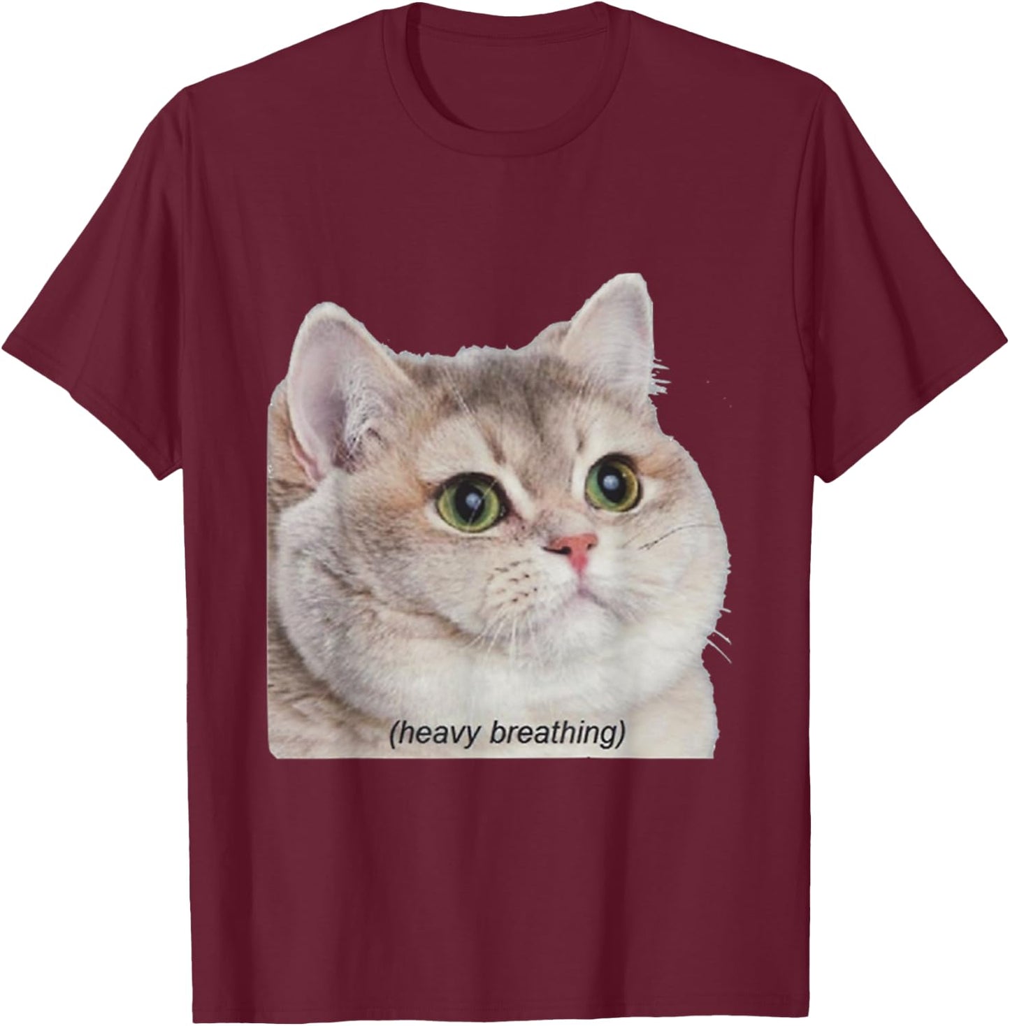 Heavy Breathing Cat Shirt Women T-Shirt - T-Shirt | Maroon