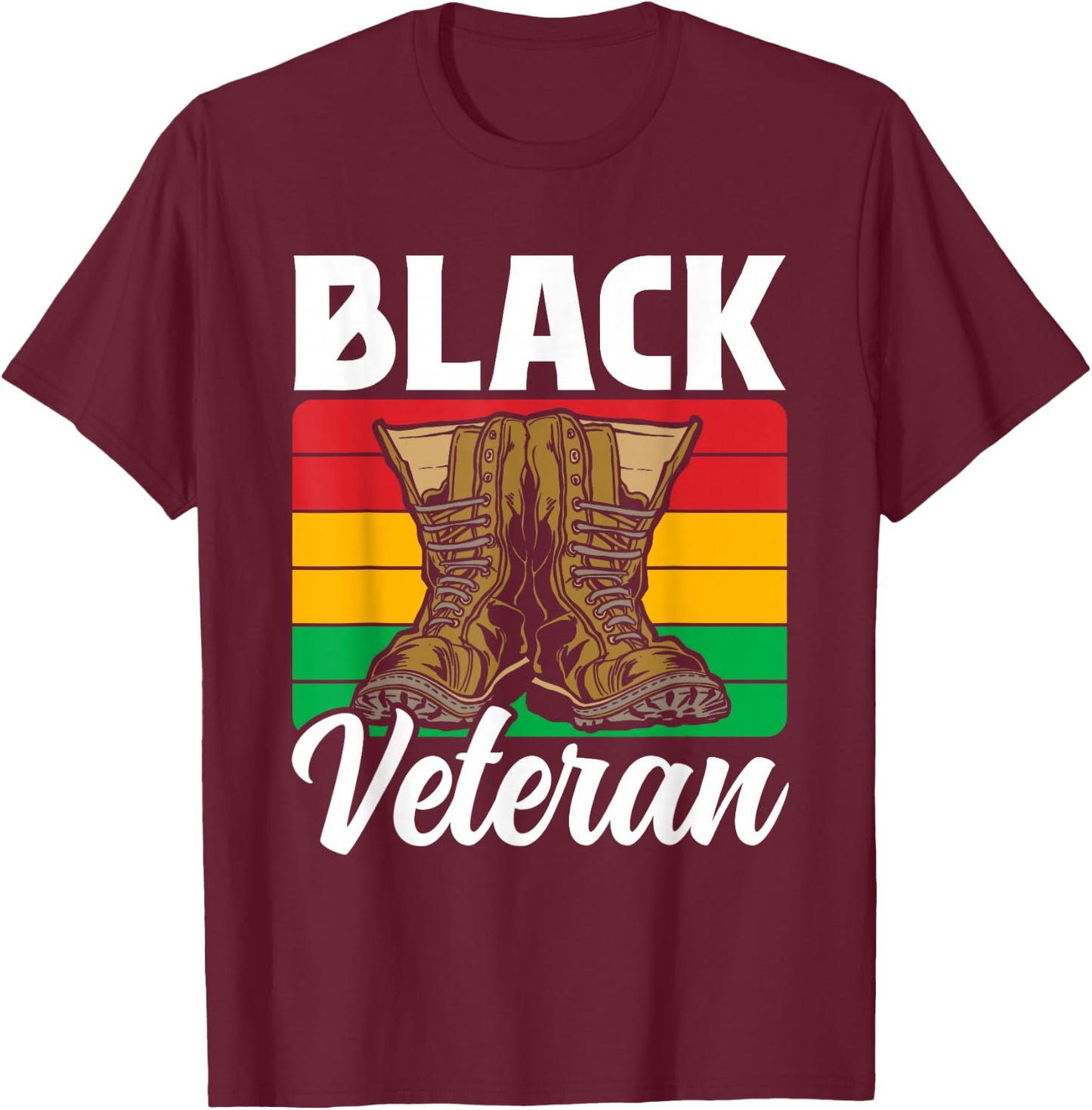 Black Veteran Soldier Military African American Us Usa T-Shirt - T-Shirt | Maroon