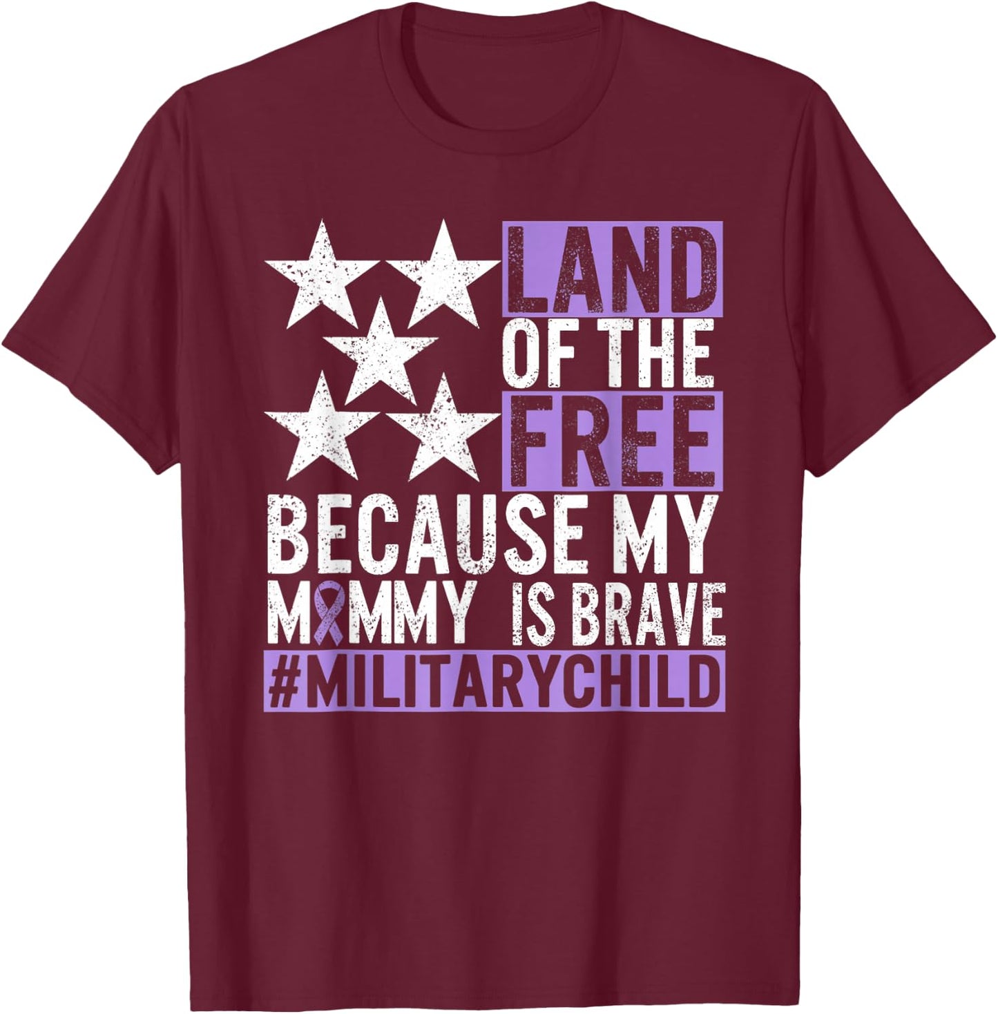 Military Kids Purple Up, Military Child Month, Mom My Mommy T-Shirt - T-Shirt | Maroon