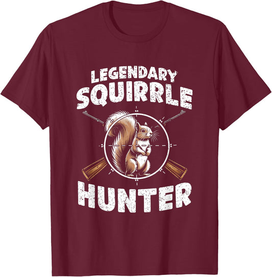 Legendary Squirrel Hunter Hunting For Boys Kids Youth Men T-Shirt - T-Shirt | Maroon