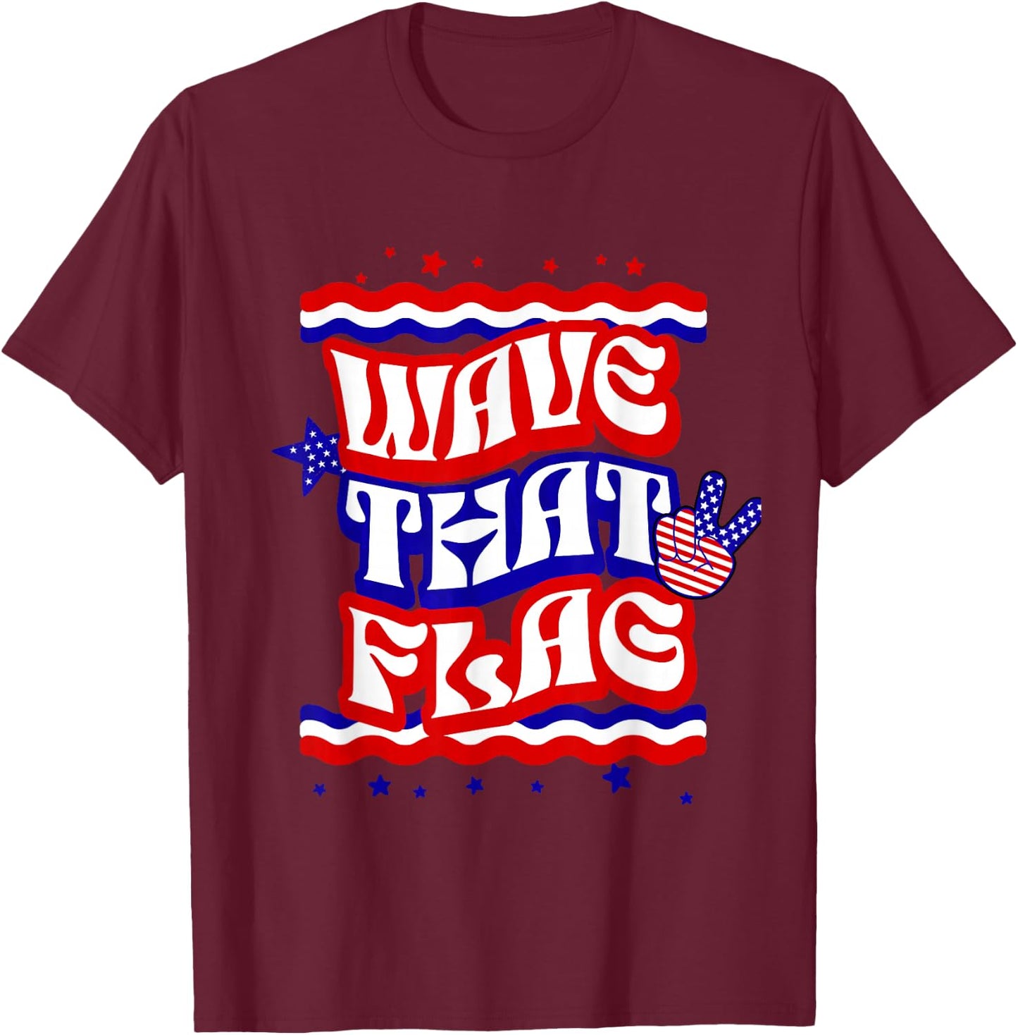 Hippie 4th of July Wave that Flag USA Independence Day Kids Men T-Shirt - T-Shirt | Maroon