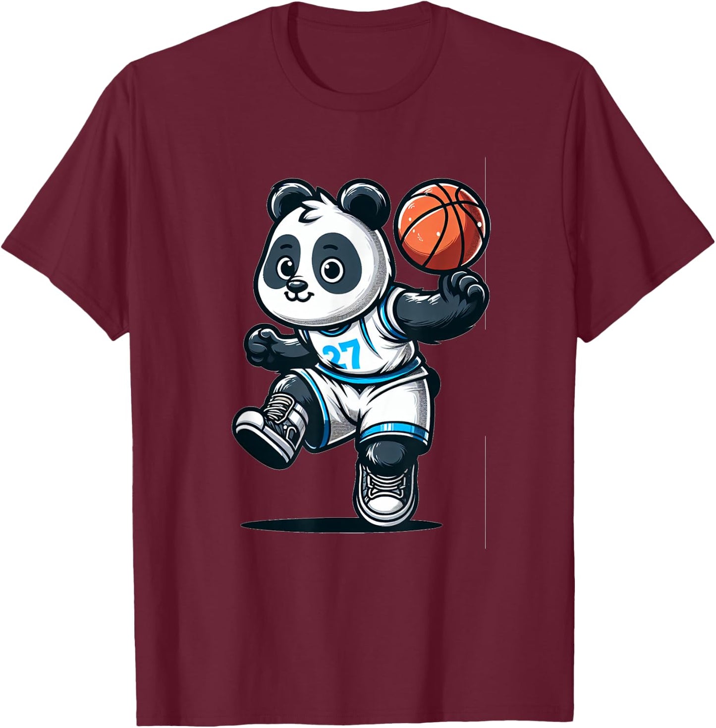 Cute Basketball Player Panda T-Shirt - T-Shirt | Maroon