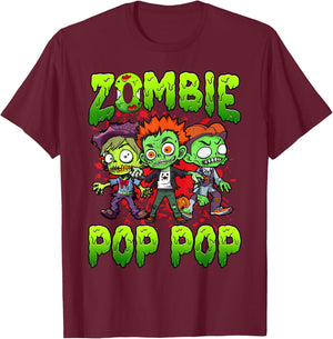 Zombie Pop Pop Halloween Costume Family Matching T-Shirt - T-Shirt | Maroon
