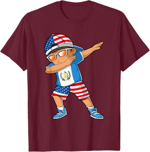 Half American Half Guatemalan Boy Kid Guatemala Flag T-Shirt - T-Shirt | Maroon