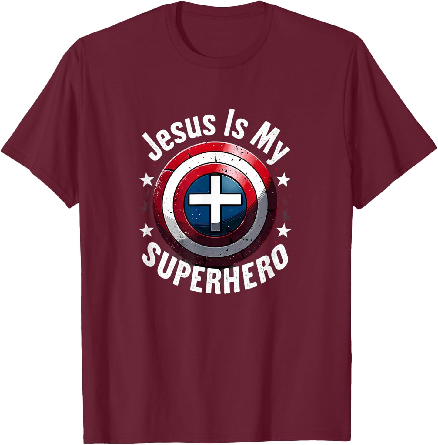 Jesus is My Superhero Christian T-Shirt - T-Shirt | Maroon