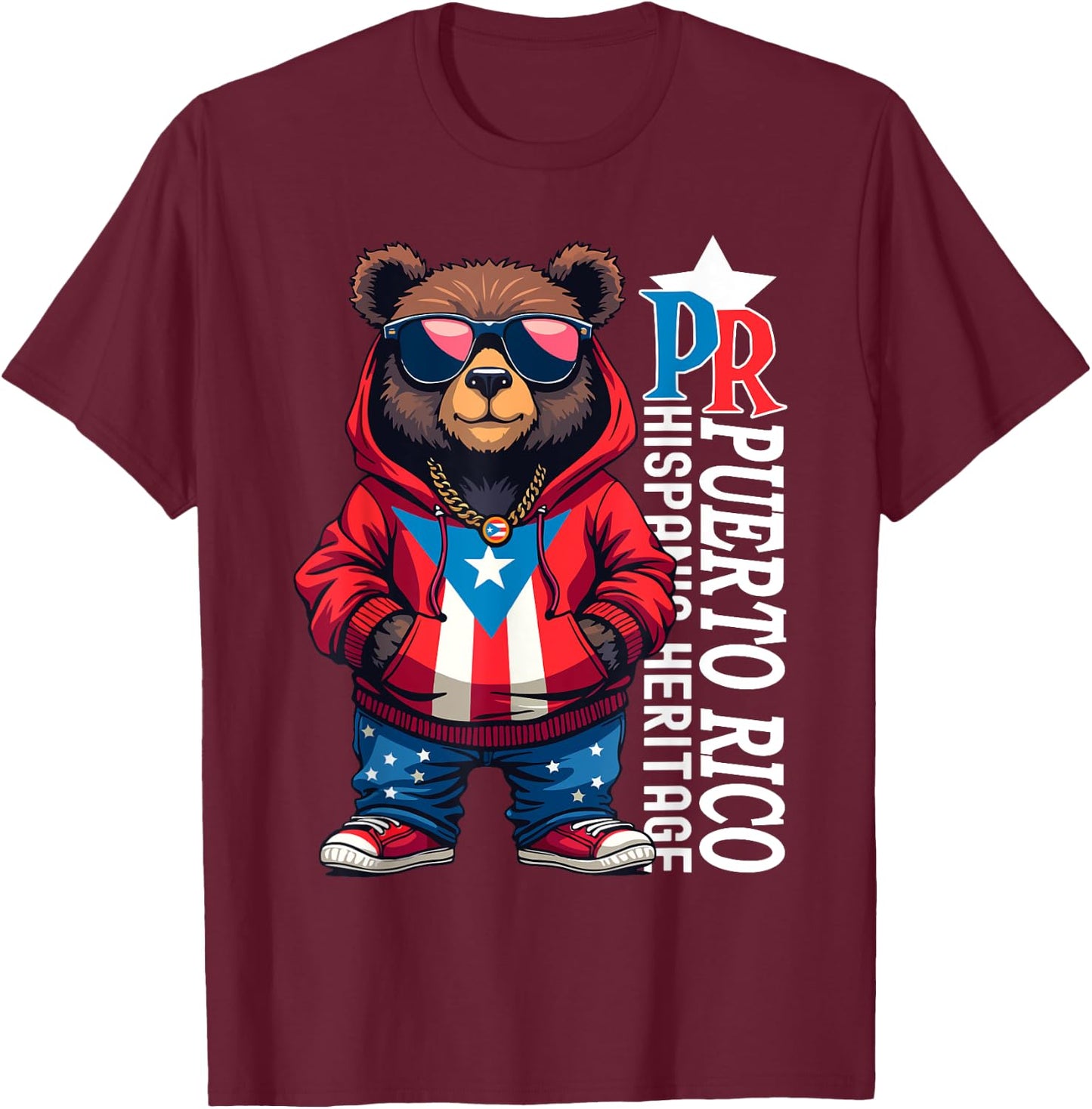Cute Teddy Bear Puerto Rico Flag Boricua Puerto Rican Kids T-Shirt - T-Shirt | Maroon