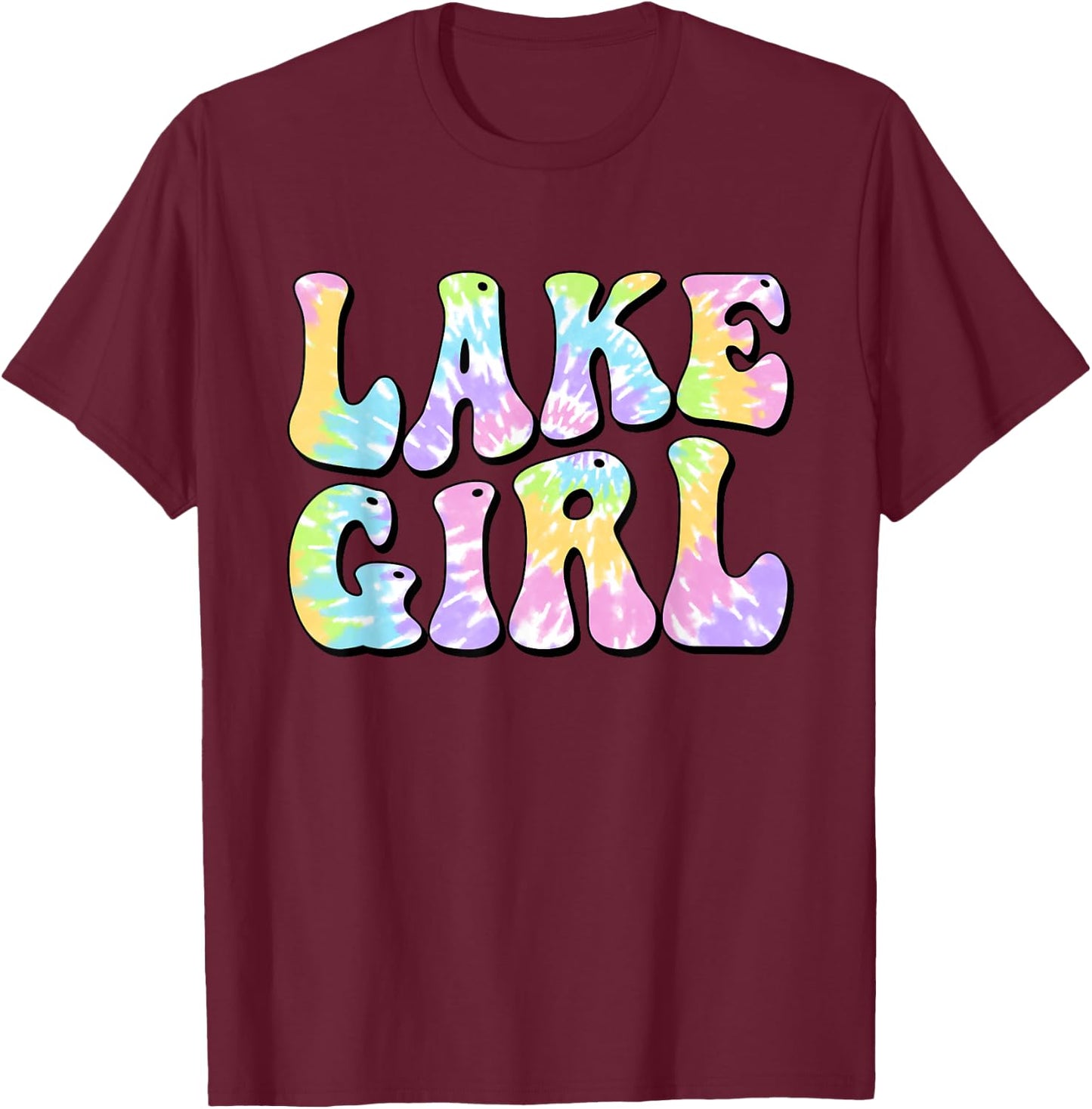 Lake Girl Fun Fishing Boating Sailing Women Girl Kids T-Shirt - T-Shirt | Maroon