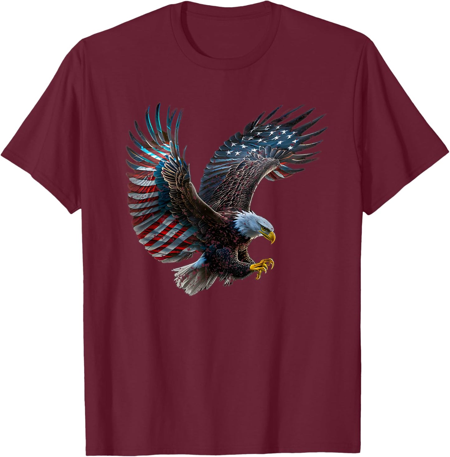 Patriotic Eagle 4th Of July USA American Flag Girls Kids Men T-Shirt - T-Shirt | Maroon