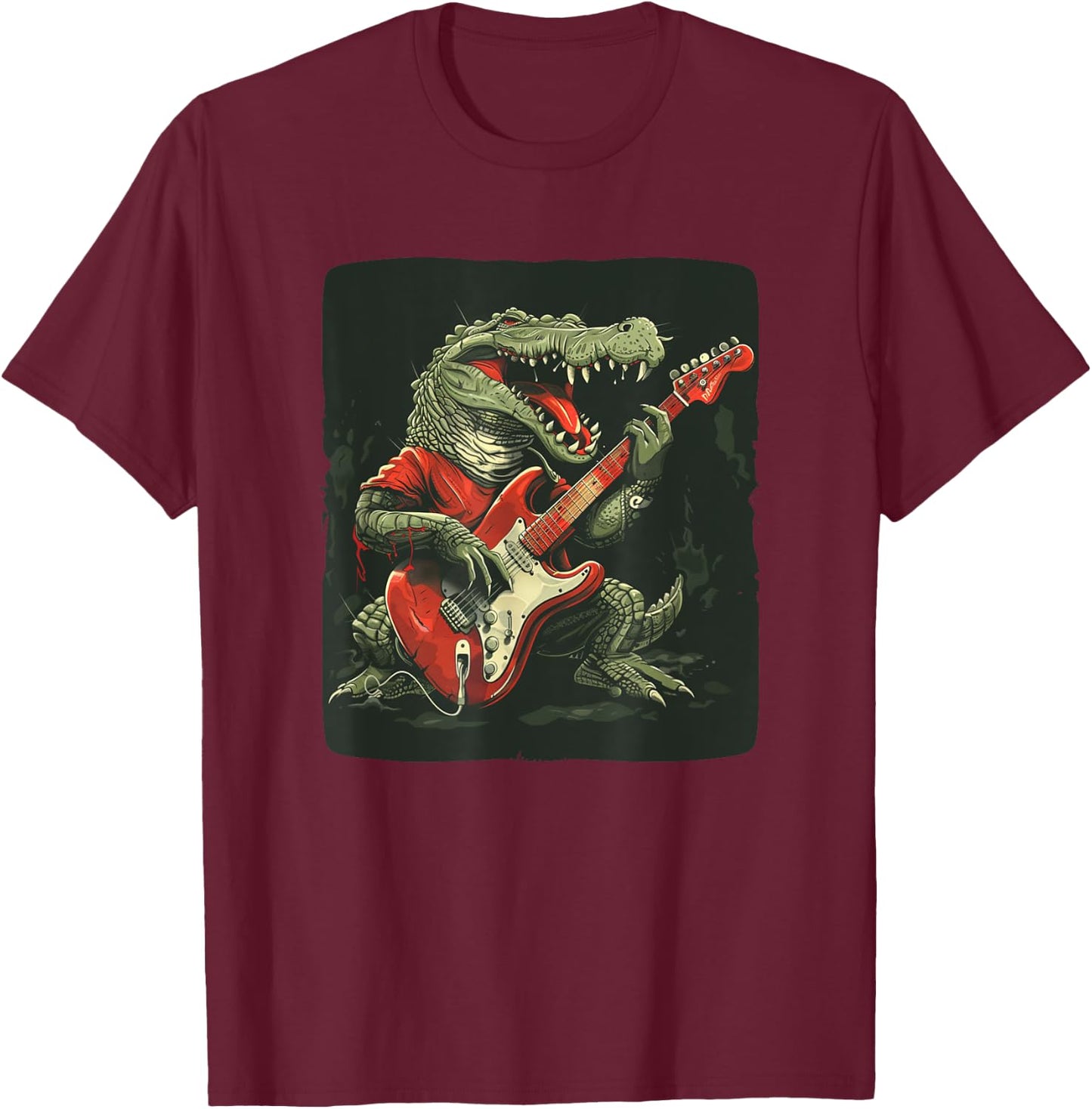 Cool Guitarists Crocodile Costume for Boys and Girls T-Shirt - T-Shirt | Maroon