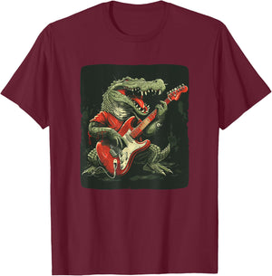 Cool Guitarists Crocodile Costume for Boys and Girls T-Shirt - T-Shirt | Maroon