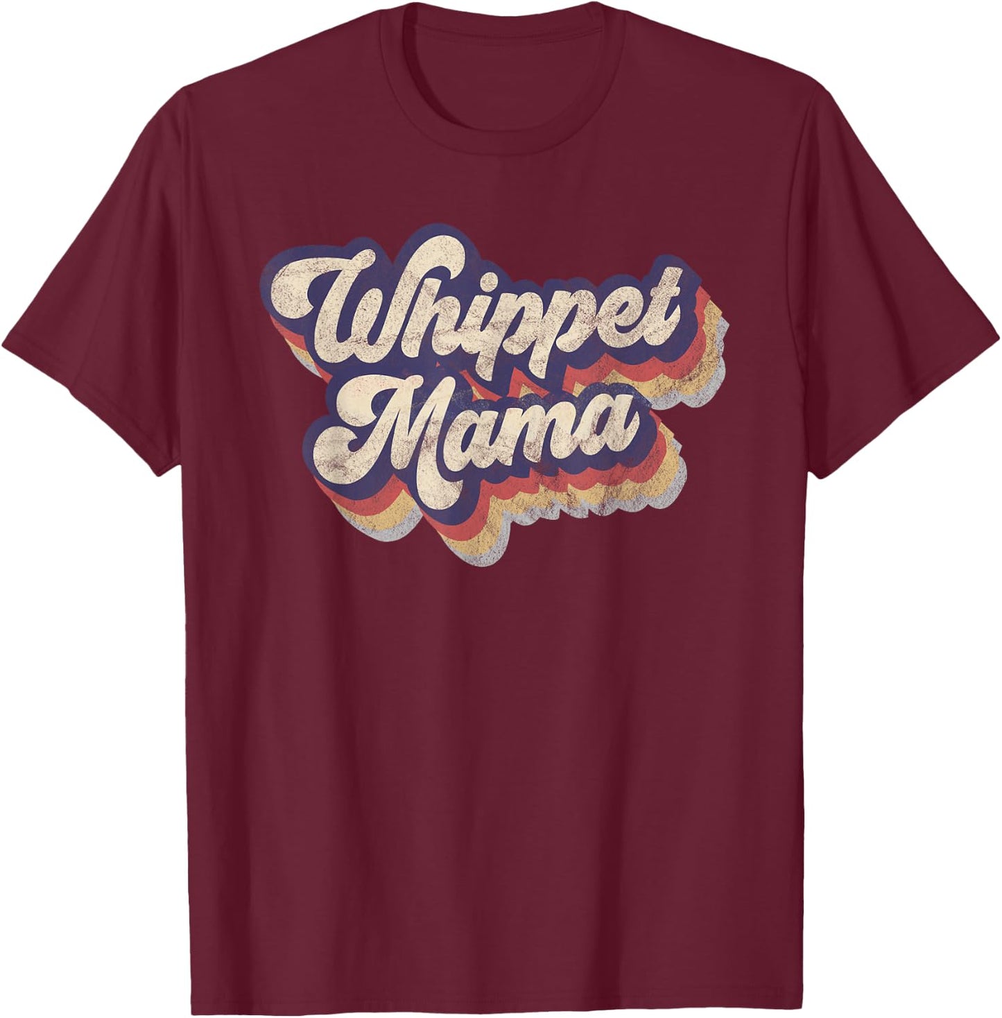 Whippet Mama Dog Lover Whippet Owner Whippet Mom Dad Vintage Women Kids T-Shirt - T-Shirt | Maroon