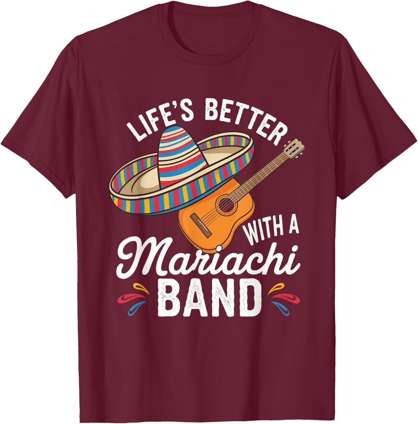 Traditional Mexican Cultural Music Mariachi Lover Fiesta T-Shirt - T-Shirt | Maroon