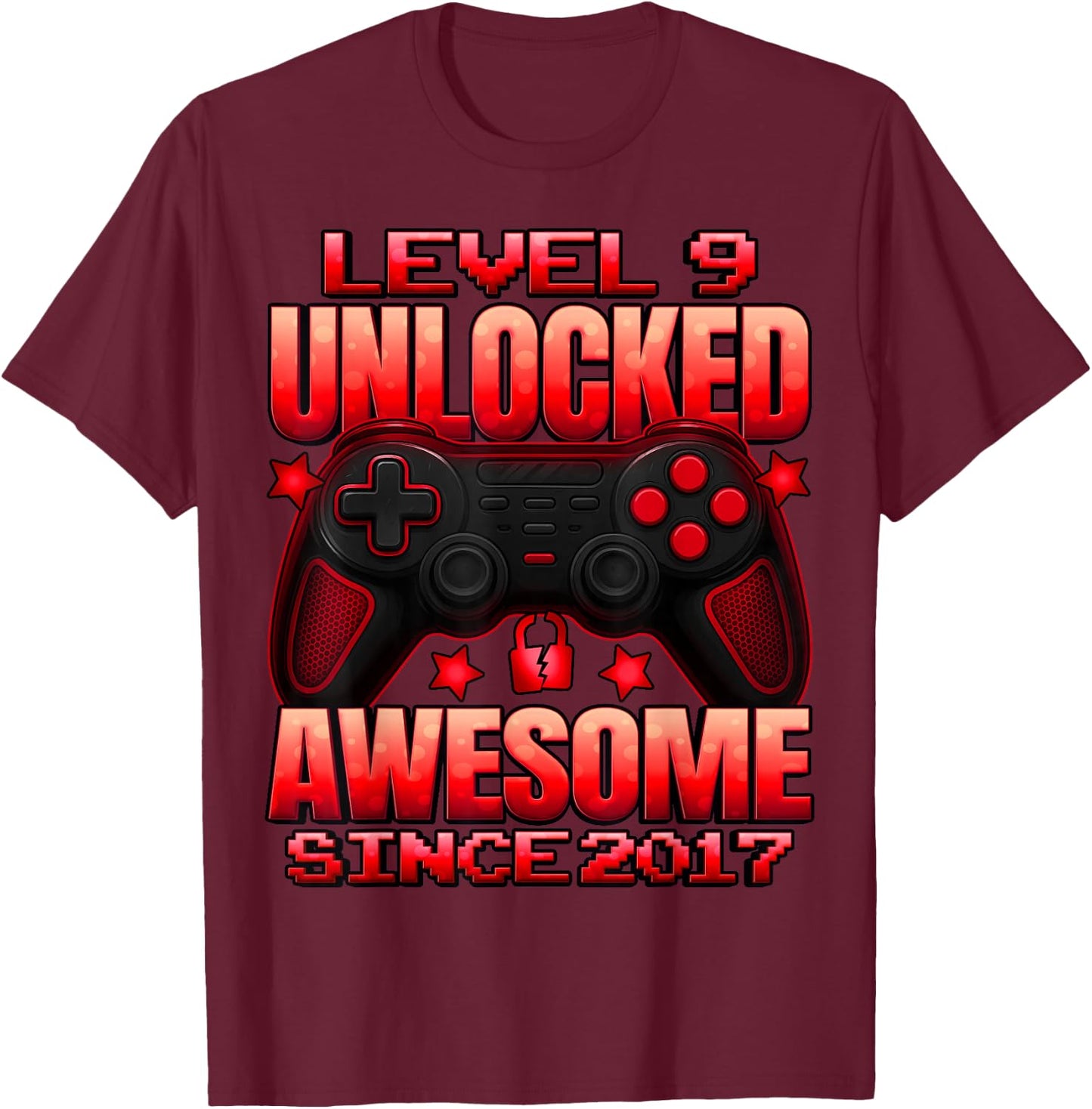 Level 9 Unlocked 9 Year Old Gifts for Boys 9th Birthday Boy T-Shirt - T-Shirt | Maroon