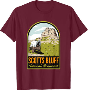 Scotts Bluff National Monument Nebraska T-Shirt - T-Shirt | Maroon
