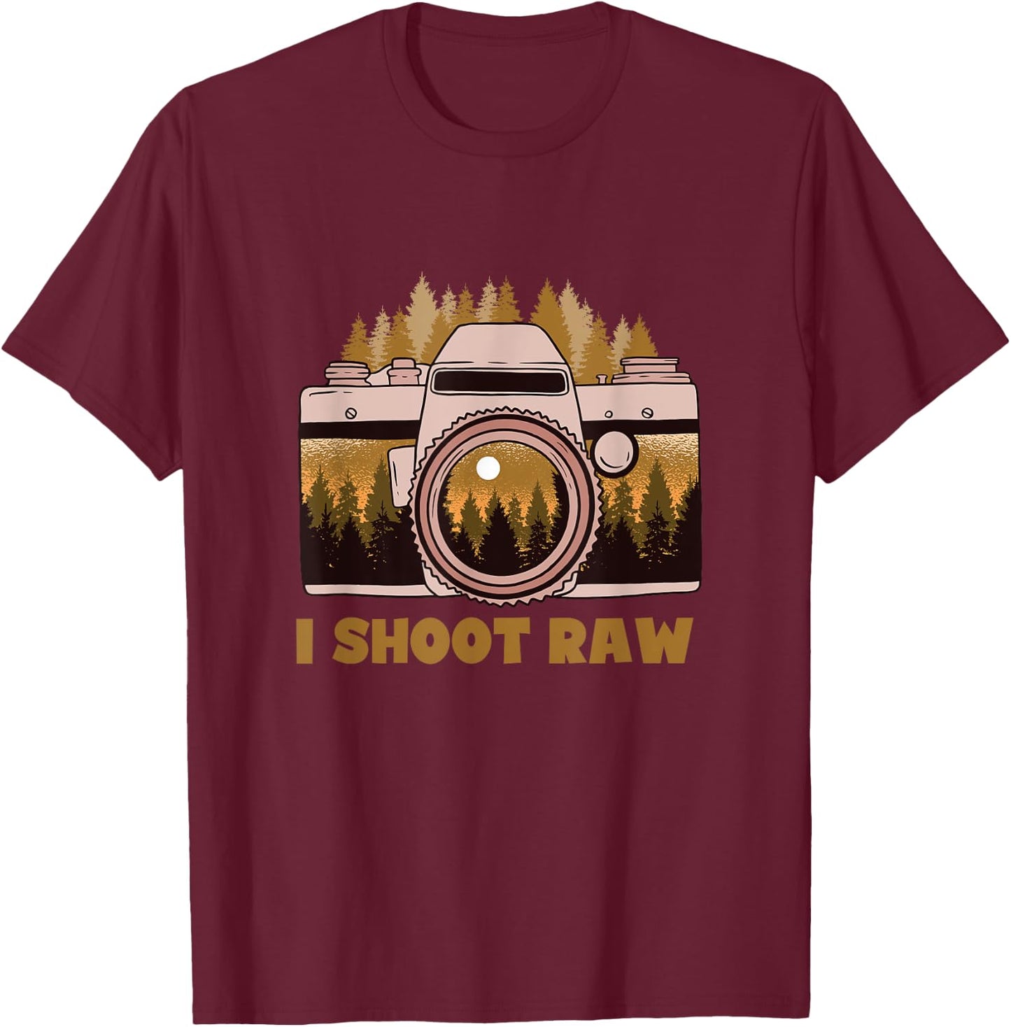 I Shoot Raw Nature Photography T-Shirt - T-Shirt | Maroon