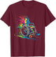 Colorful Paint Splash Wheelchair Art Graphic T-Shirt - T-Shirt | Maroon