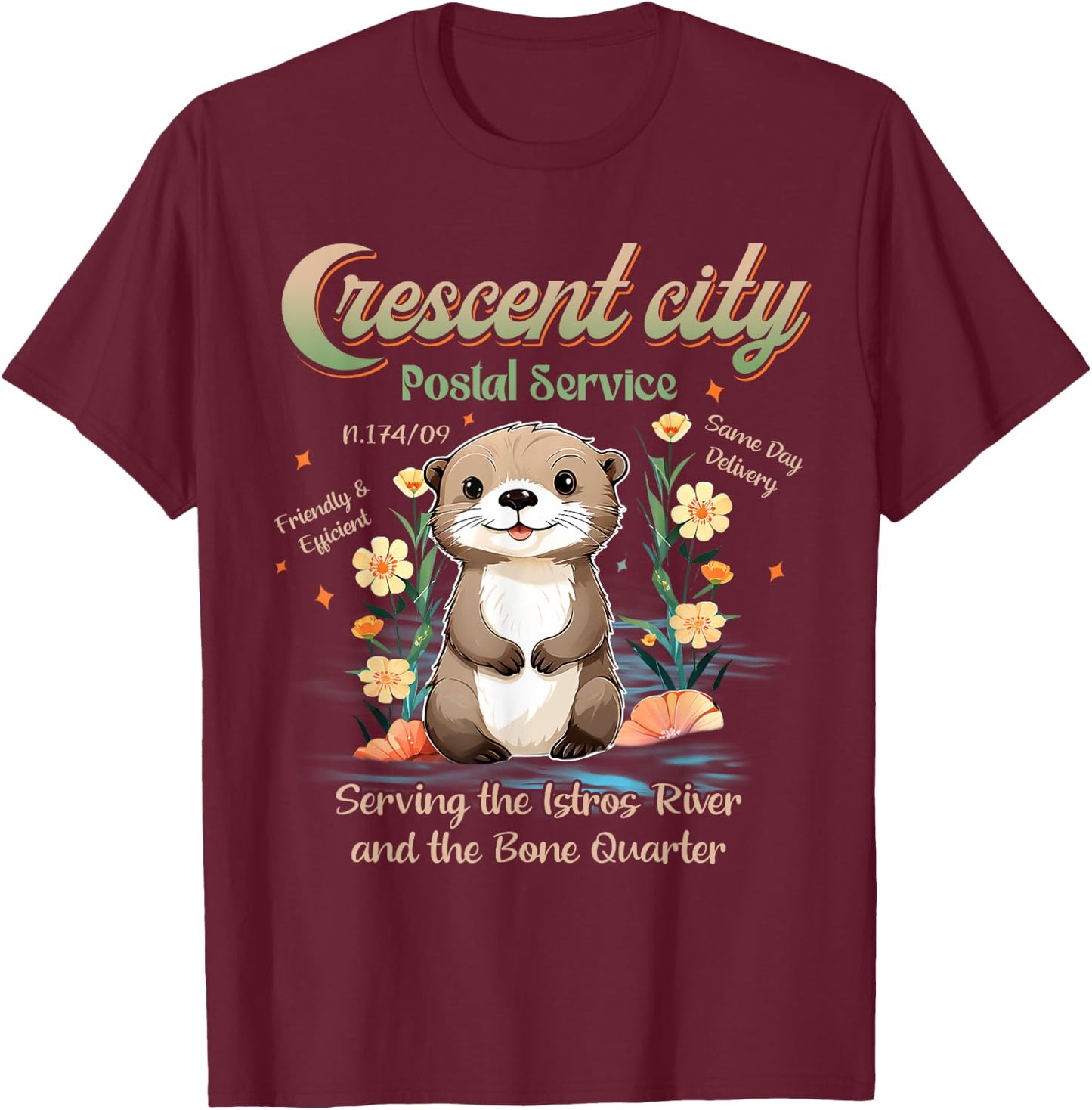 Crescent City Messenger Otter Crescent City Gift T-Shirt - T-Shirt | Maroon