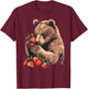 Strawberry Bear Strawberries Artwork Drawing Wildlife Motif T-Shirt - T-Shirt | Maroon