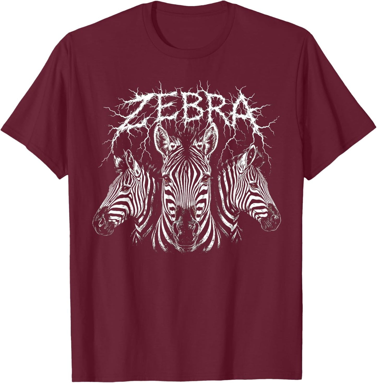 Zebra Heavy Metal 80s Animal Rock Music Concert Rock N Roll T-Shirt - T-Shirt | Maroon