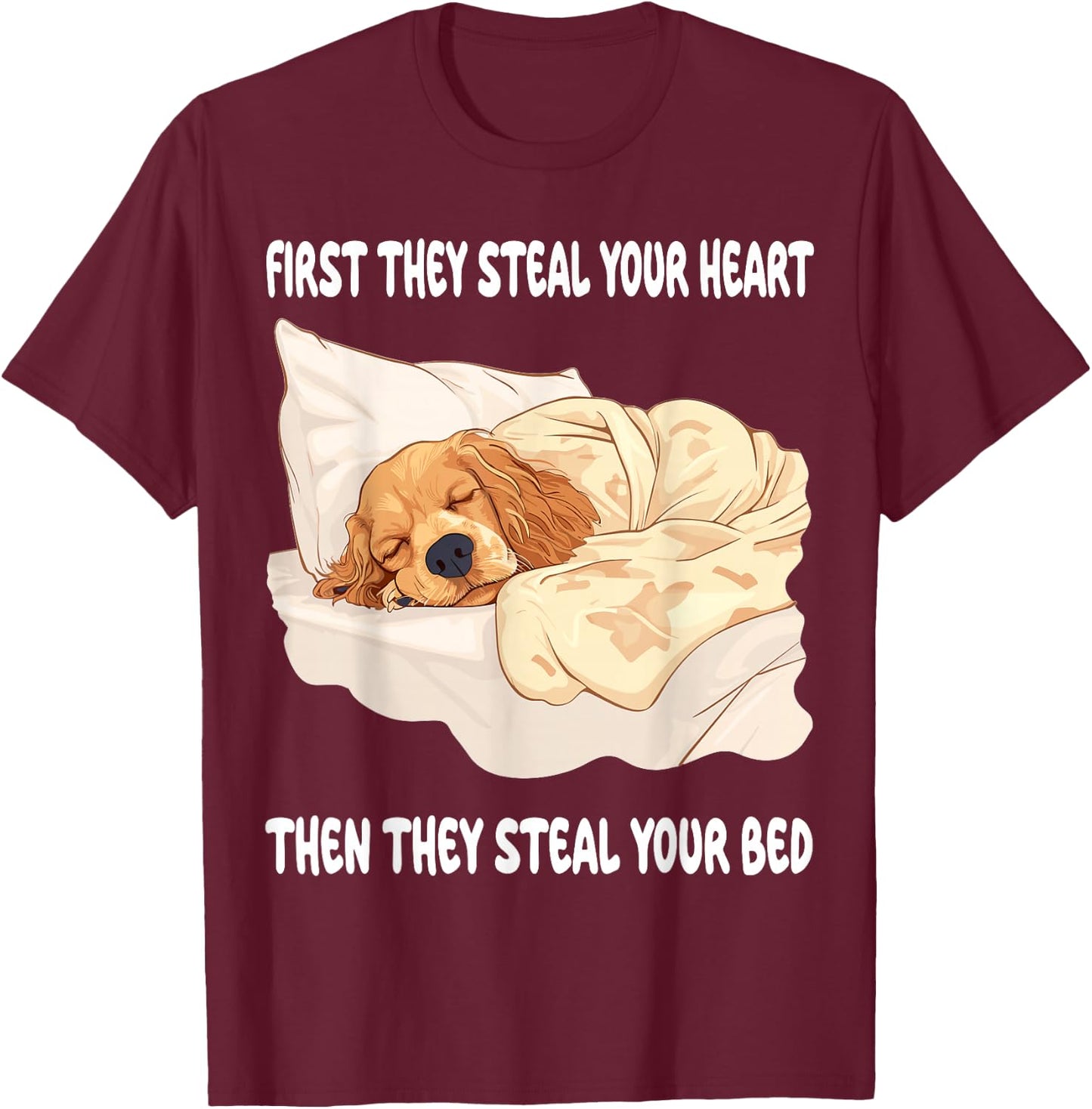 Cocker Spaniel Sleeping Pajamas Nightgown T-Shirt - T-Shirt | Maroon
