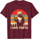 Funny Retro Bear Beer I Hate People T-Shirt - T-Shirt | Maroon
