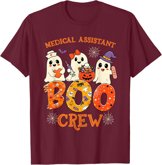 Medical Assistant Boo Crew Funny Halloween Spooky Costume T-Shirt - T-Shirt | Maroon