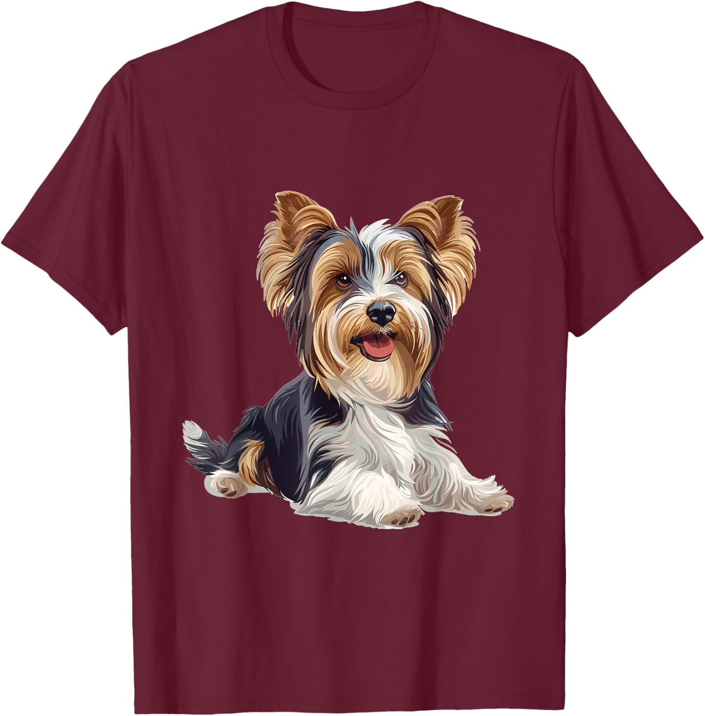 Biewer Terrier Dog Breed Graphic Men Women Kids T-Shirt - T-Shirt | Maroon