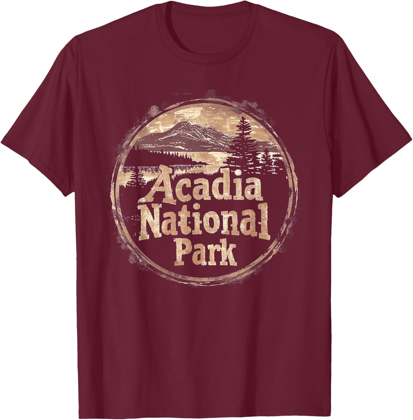 Acadia - US National Park Vintage Men Women Kids Retro T-Shirt - T-Shirt | Maroon