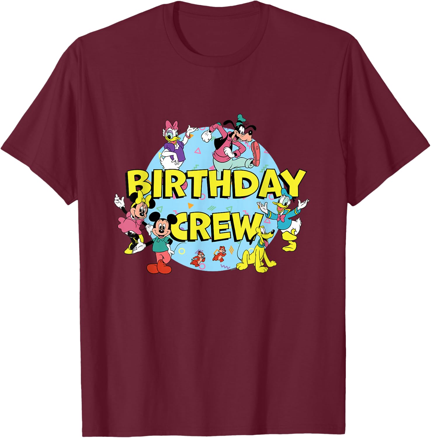 Disney Mickey and Friends Birthday Crew Party Matching T-Shirt - T-Shirt | Maroon