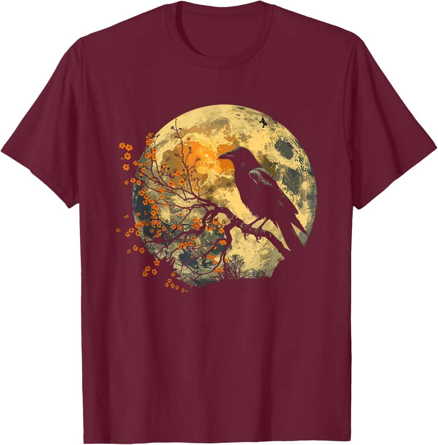 Raven Moon Crow Nature T-Shirt - T-Shirt | Maroon