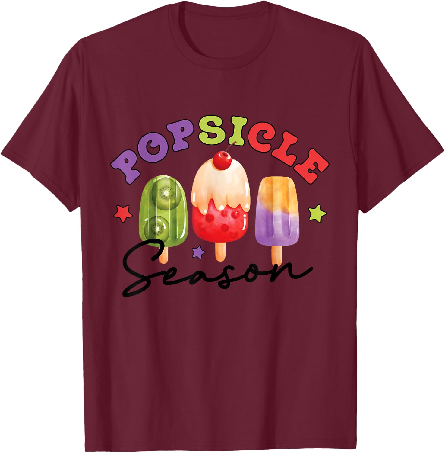 Funny Popsicle Season Summer Ice Cream Boys Girls Kids T-Shirt - T-Shirt | Maroon