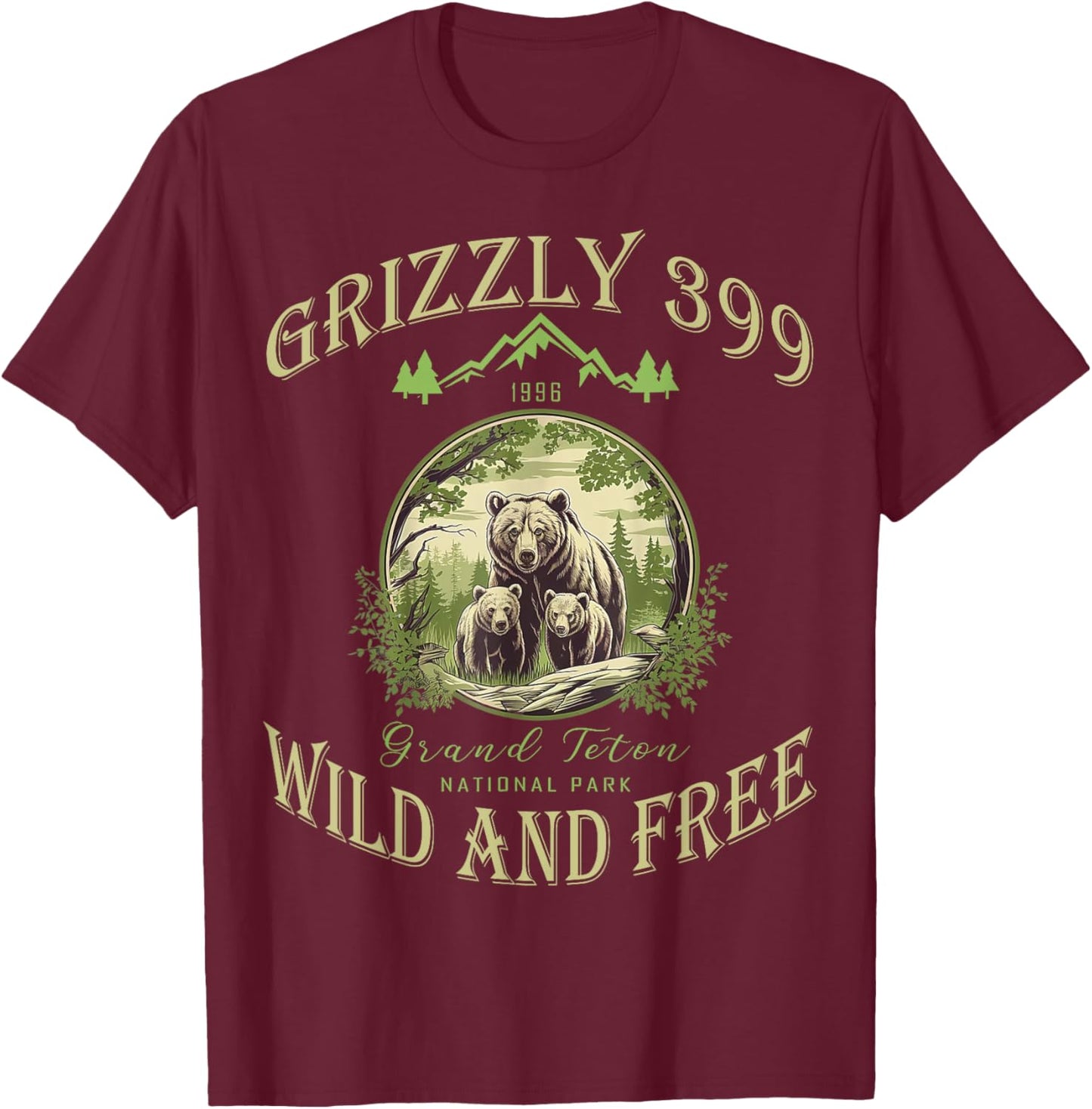Queen Of The Teton Grizzly 399 Bear Wildlife Forest Preserve T-Shirt - T-Shirt | Maroon
