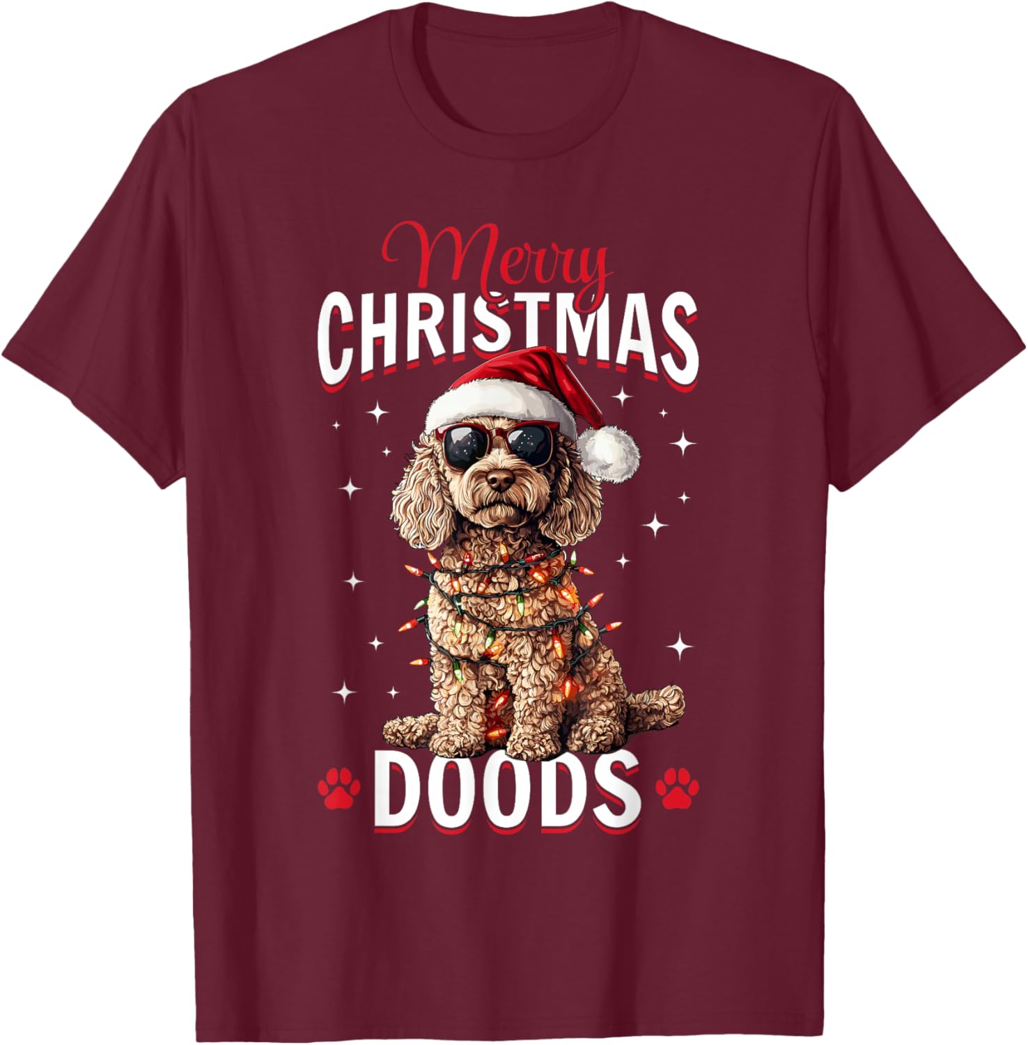 Goldendoodle Christmas Dog Breed Merry Christmas Doods T-Shirt - T-Shirt | Maroon