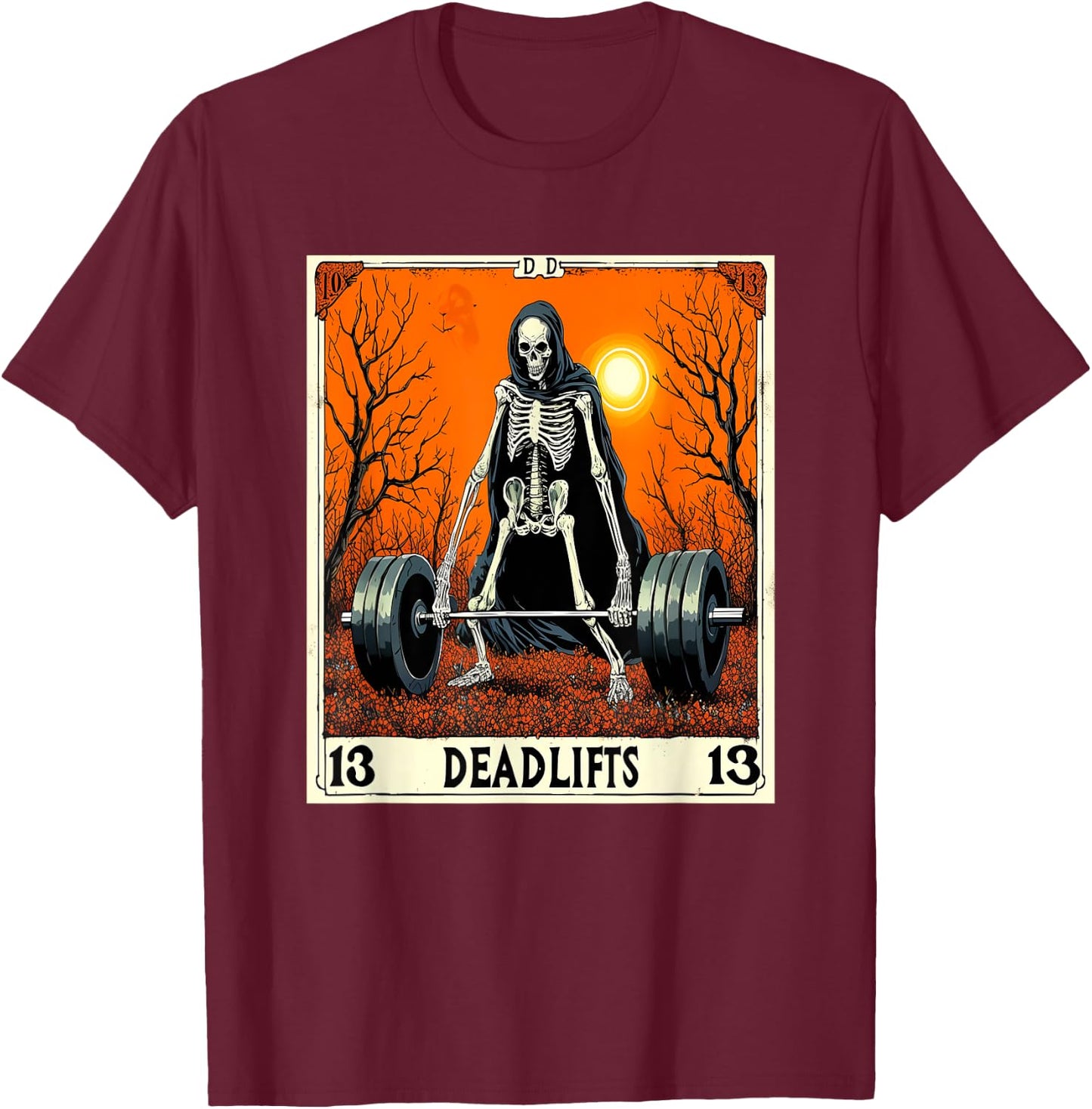 Lift of Death Tarot Deadlifts Gym Reaper's Workout 09Q36N T-Shirt - T-Shirt | Maroon