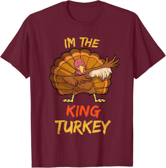 King Turkey Matching Family Group Thanksgiving Party Pajama T-Shirt - T-Shirt | Maroon