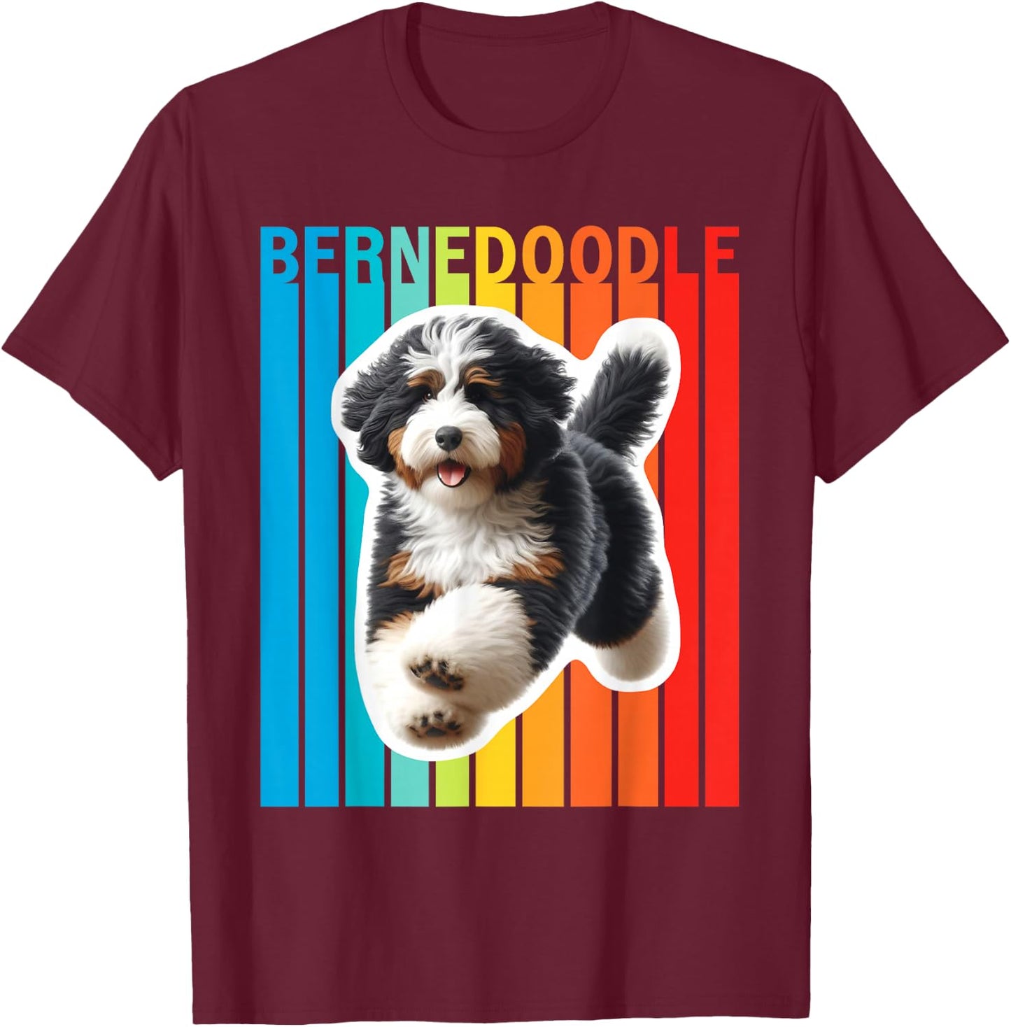 Colorful Bernedoodle T-Shirt - T-Shirt | Maroon