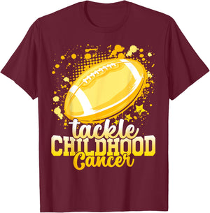 Tackle Childhood cancer football childhood cancer awareness T-Shirt - T-Shirt | Maroon