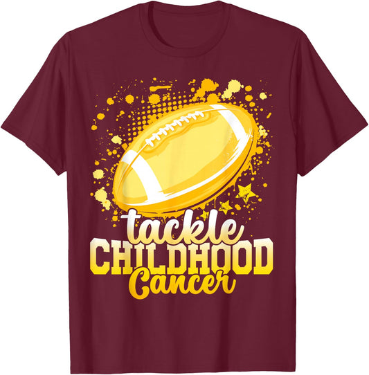 Tackle Childhood cancer football childhood cancer awareness T-Shirt - T-Shirt | Maroon