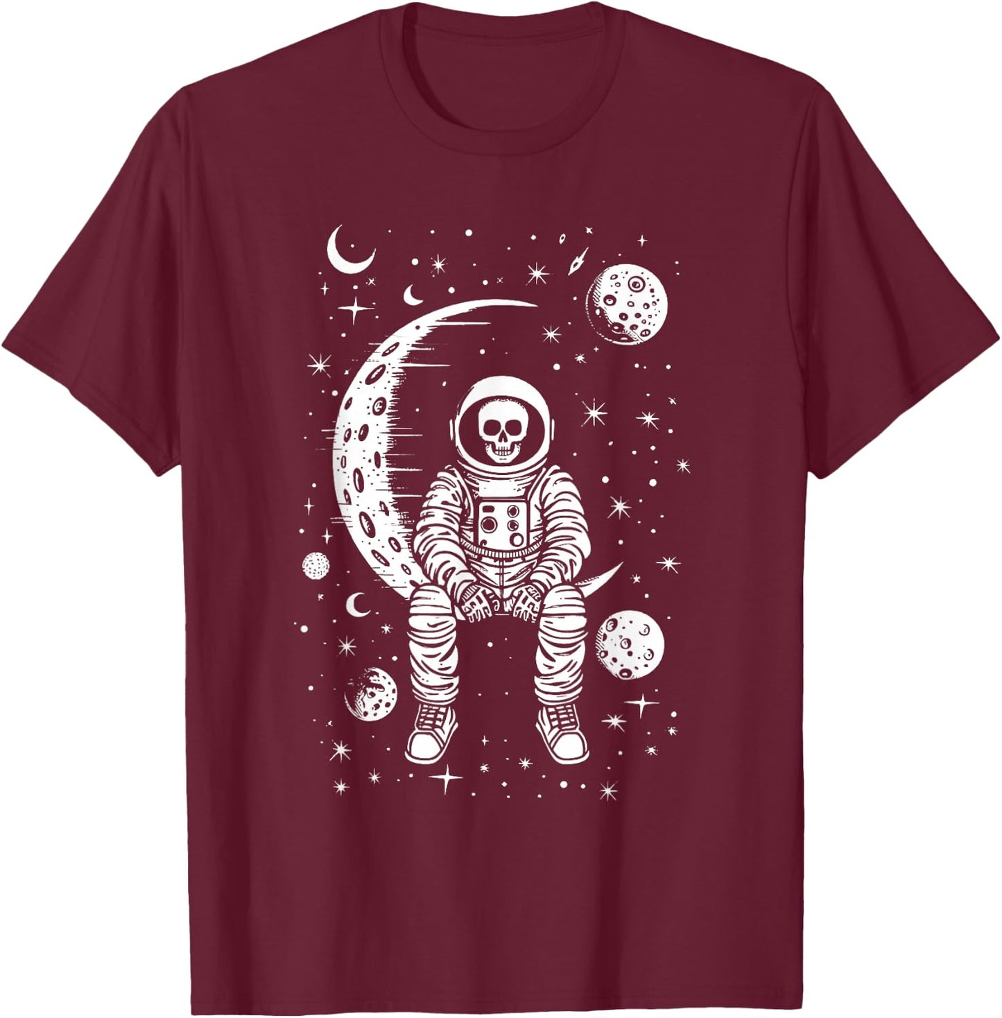 Skeleton Astronaut Halloween Costume Men Women Kids Boys T-Shirt - T-Shirt | Maroon