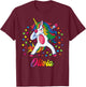 Olivia Dabbing Unicorn Rainbow Personalized Name Custom T-Shirt - T-Shirt | Maroon